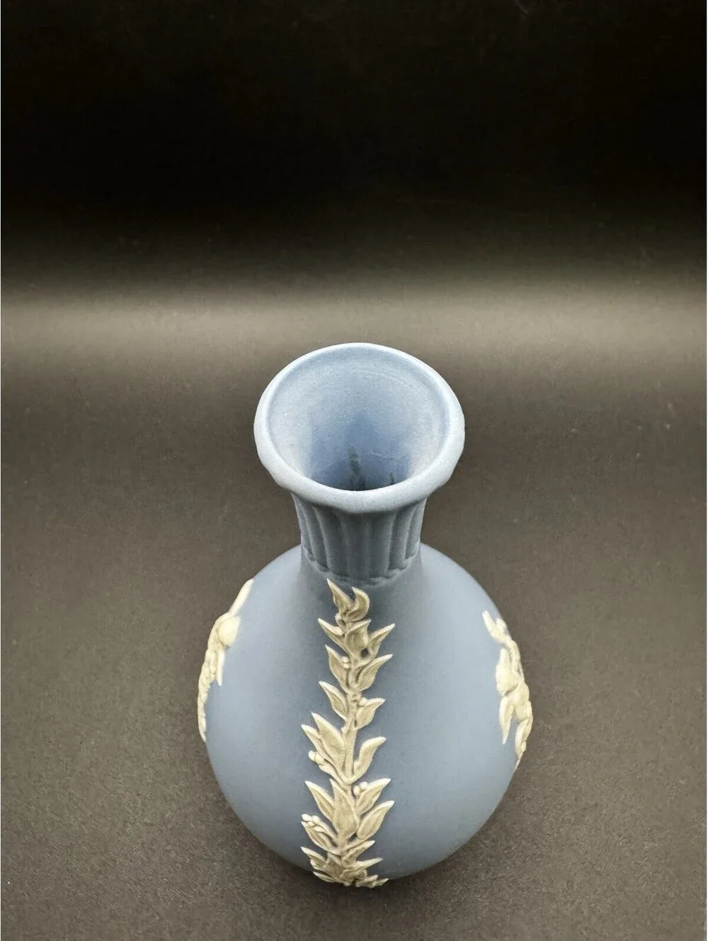 Wedgwood Jasperware Blue Bud Vase - 5” Cherubs